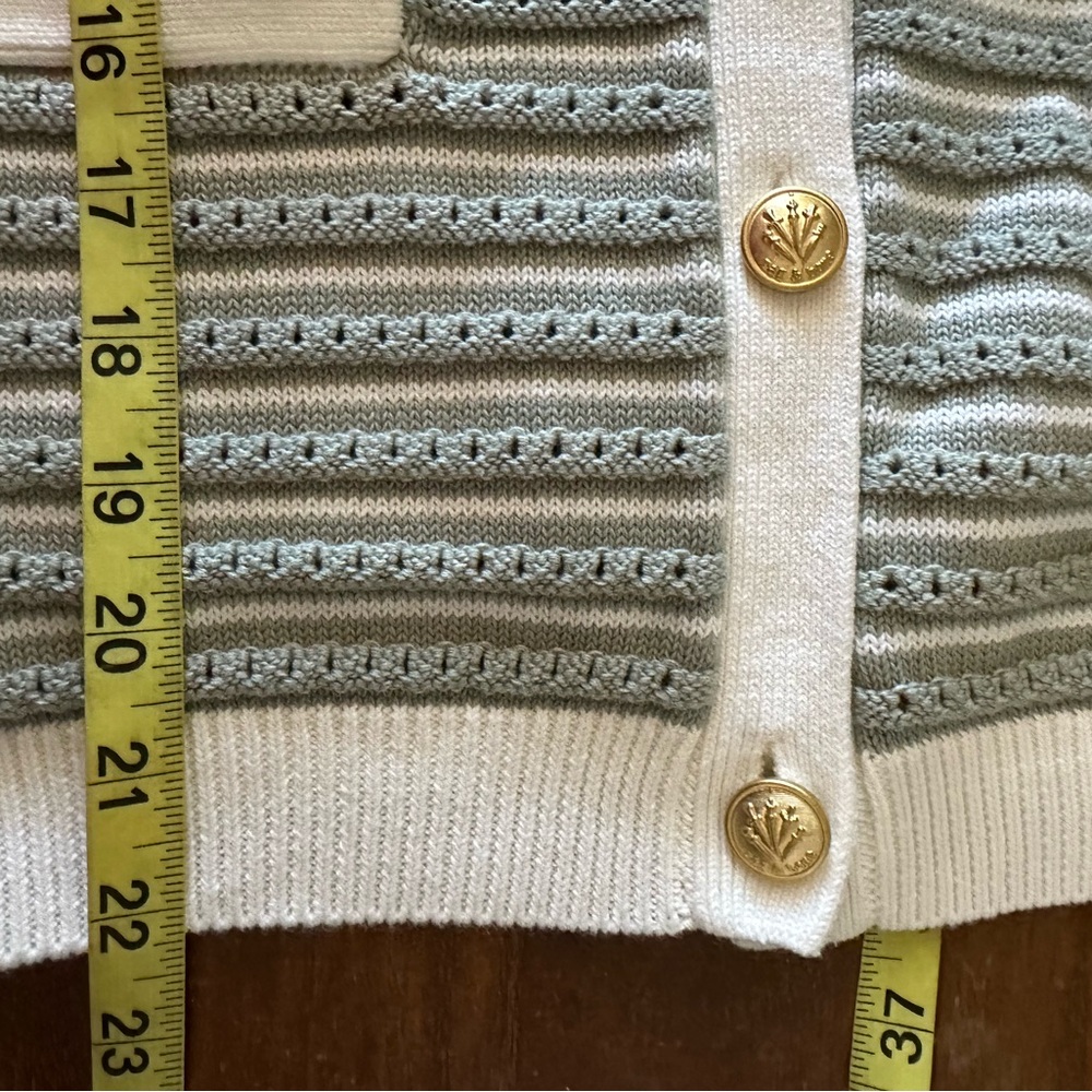 rag & bone Evelyn Sage and Cream Buttoned Cardigan ladies size Large NWT - Picture 6 of 7